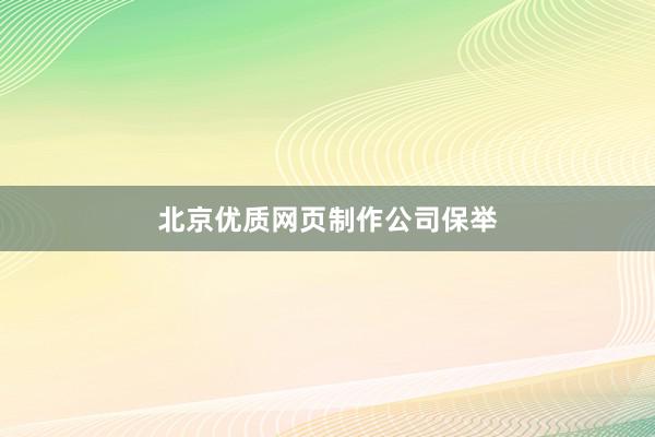 北京优质网页制作公司保举