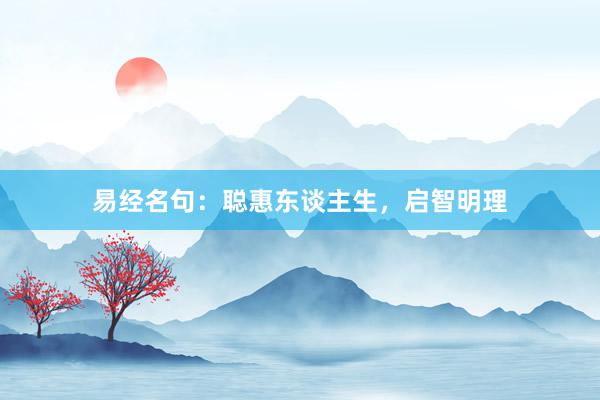 易经名句:聪惠东谈主生,启智明理